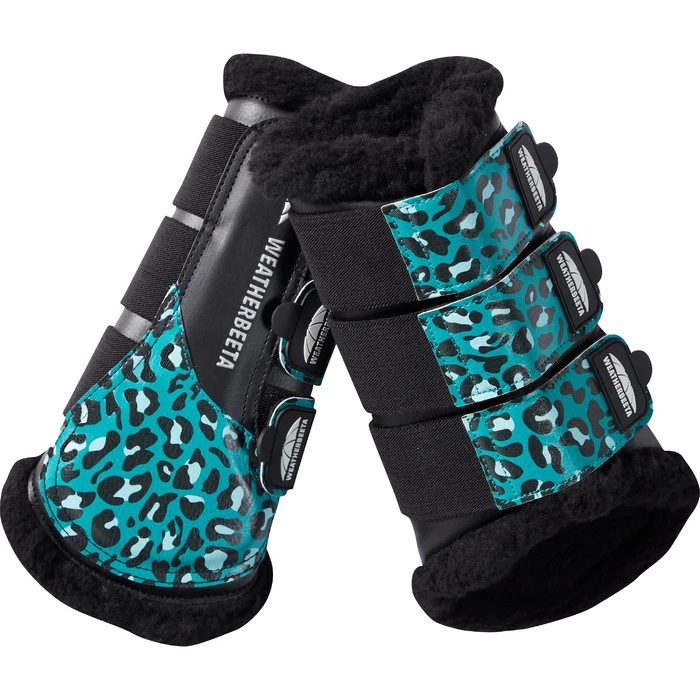 Weatherbeeta Leopard Brushing Boots 1006958008 Turquoise Leopard Print 1 Weatherbeeta Leopard Brushing Boots 1006958008 Turquoise Leopard Print