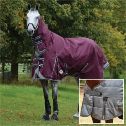 2022 Weatherbeeta Comfitec Plus Dynamic II Lite Combo Neck Rug & Liner Bundle - Maroon / Grey