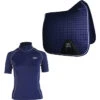 2022 Woof Wear Womens Short Sleeve Performance Riding Shirt & Dressage Saddle Cloth Bundle - Navy Colour Navy