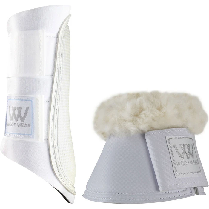 2023 Woof Wear Club Brushing Boots & Pro Overreach Sheepskin Boots Bundle WB0003WB0052 - White Colour White 1 2023 Woof Wear Club Brushing Boots & Pro Overreach Sheepskin Boots Bundle WB0003WB0052 - White Colour White