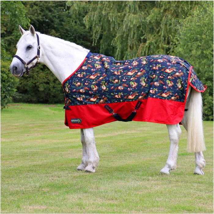 Hy Equestrian StormX Original Standard Neck Turnout Rug - Navy / Red 1 Hy Equestrian StormX Original Standard Neck Turnout Rug - Navy / Red