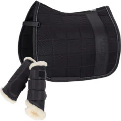 2023 Eskadron Big Square Crystal Mesh Saddle Pad & Softslate Evo-Wool Brushing Boots 212487555087 - Deep Grey