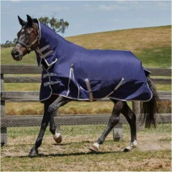 2022 Weatherbeeta Comfitec Essential Lite Plus Combo Neck Turnout Rug - Navy / Silver