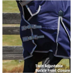 2022 Weatherbeeta Comfitec Essential Medium Standard Neck Turnout Rug - Navy / Silver / Red -Equestrian Supplies Weatherbeeta Comfitec Essential Combo Neck Heavy Navy Silver 5.700x700 1