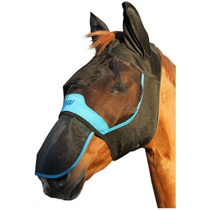 Woof Wear UV Fly Mask Without Ears - Black / Turquoise Colour Black/Turquoise 4 Woof Wear UV Fly Mask Without Ears - Black / Turquoise Colour Black/Turquoise - Image 4